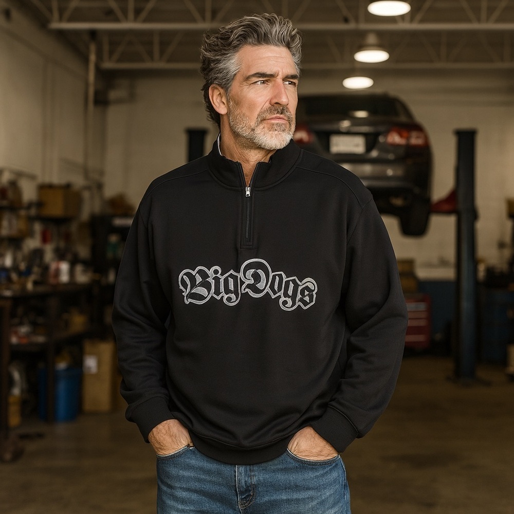Y2K Big Dogs Black Substantial Cowlneck Quarter‎ Zip Novelty Fun Outdoors L
